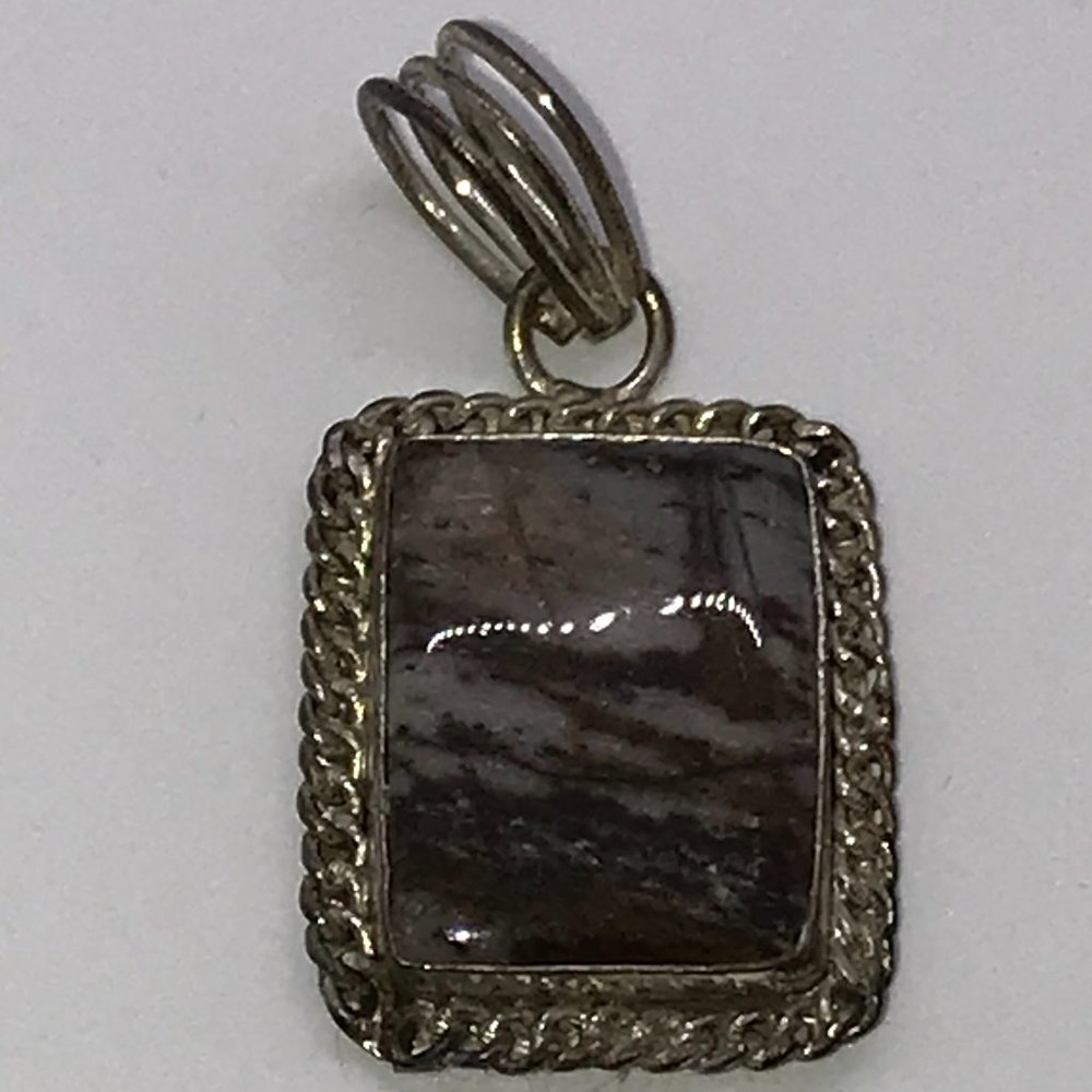 Sterling Silver Picasso Jasper Pendant with Chain Detail